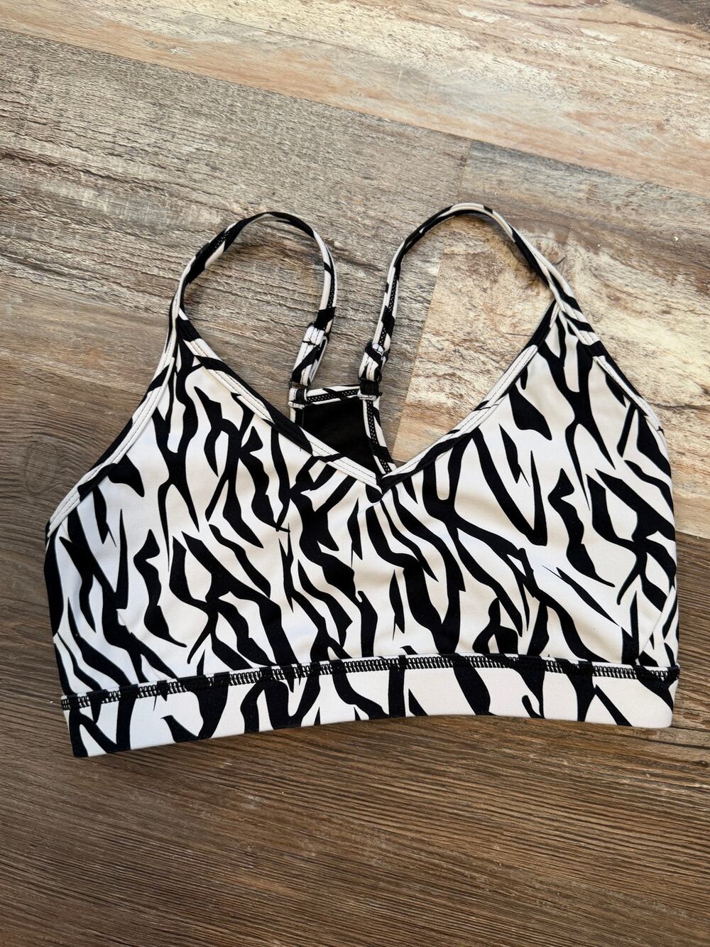 Zyia Safari Zebra Print Brilliant Mesh Sports Bra Size Small (no pads) GUC